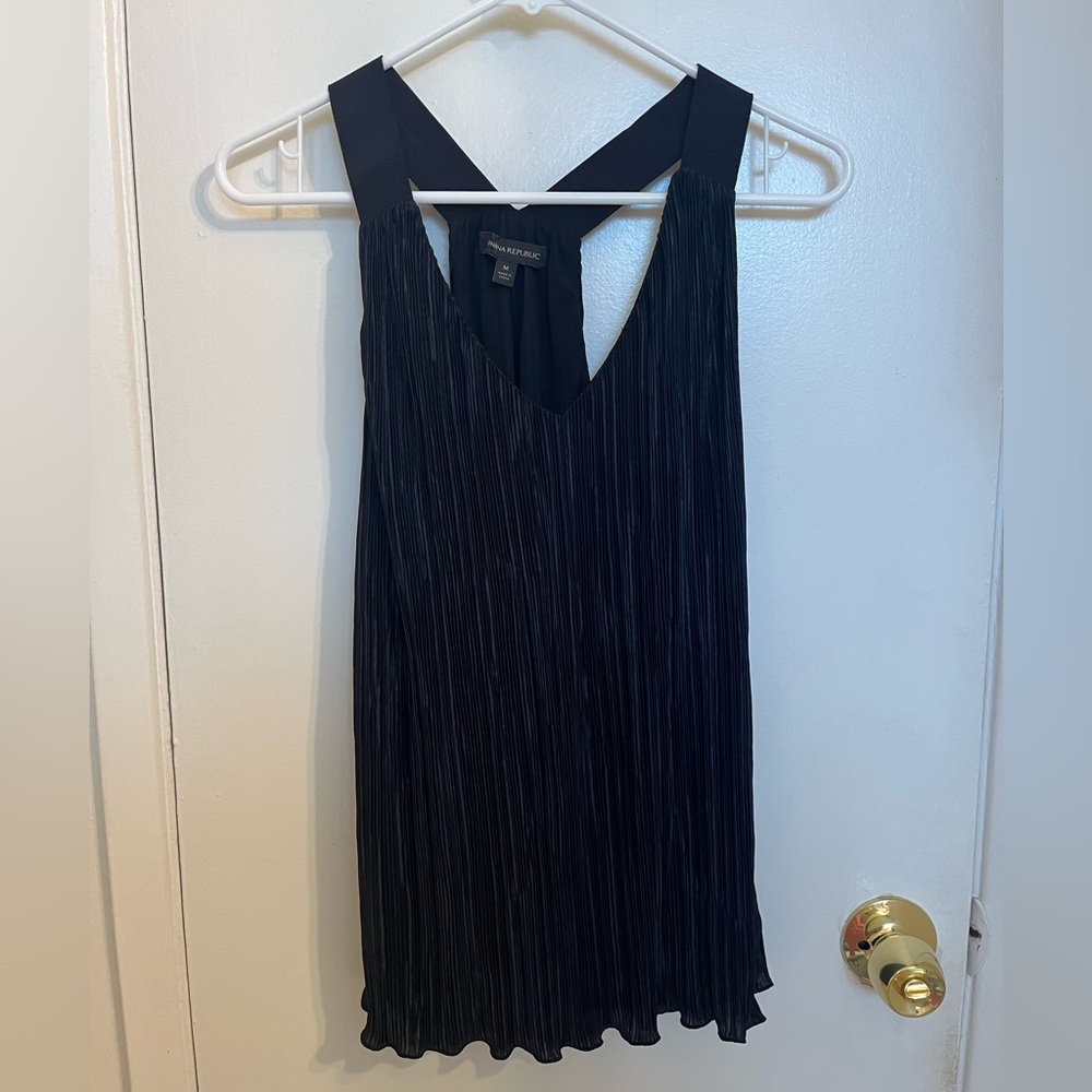 Banana Republic Midnight Black Pleated Blouse
